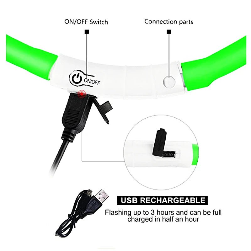 USB Rechargeable LED Dog Collar for Night Safety - pet-joyful store